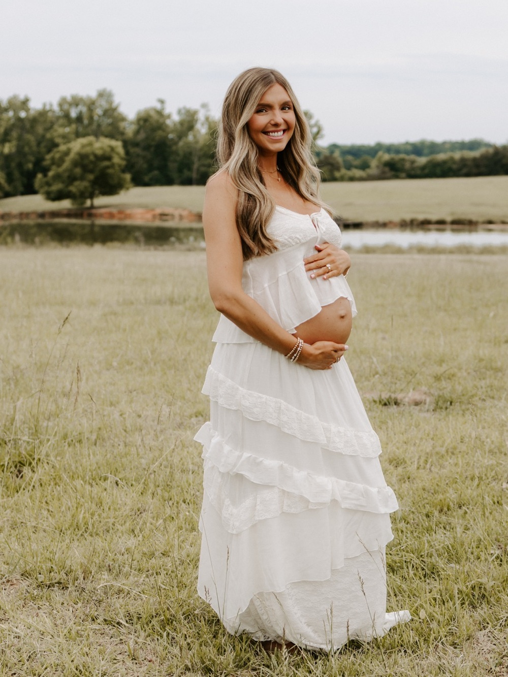 Altar'd State White Tiered Maternity Skirt Set